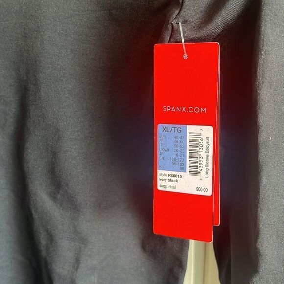 Spanx Bodysuit Women XL Black Long Sleeve Slimming Smoothing Scoop Neck Top - Picture 5 of 5
